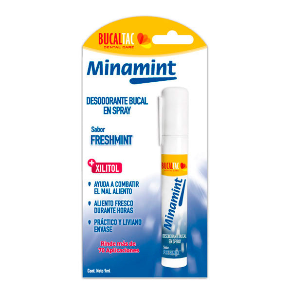 Bucal Tac Minamint Freshmint Oral Spray: Alcohol-Free Formula with Natural Extracts to Fight Bad Breath and Caries