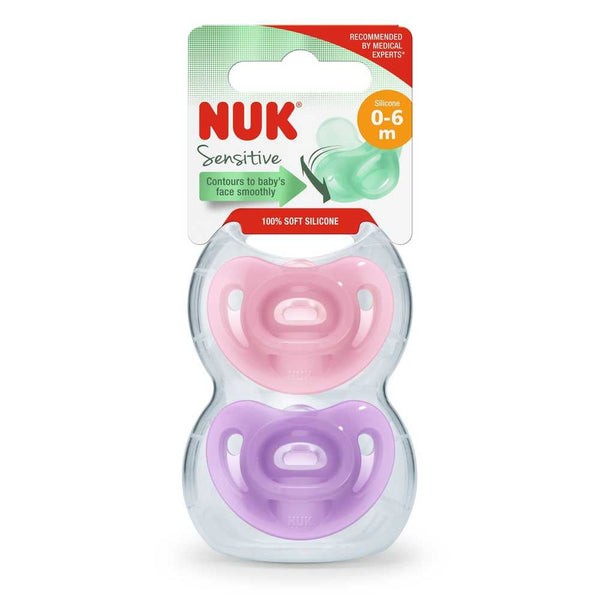 2-Pack Nuk Sensitive 0-6M Baby Pacifier - BPA and Phthalate Free, Orthodontic Shape, Ventilation System