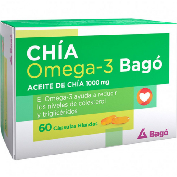 Bagó Aceite De Chia 1000 Mg Omega 3 Colesterol X 60 Capsulas