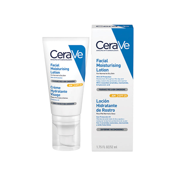 Cerave Moisturizing Facial Lotion SPF 25 (52ml/1.75fl oz): UVA/UVB Protection, Ceramides, Hyaluronic Acid & More