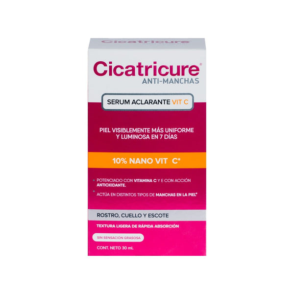 Cicatricure Brightening Serum Vitamin C - 10% Vitamin C for Dark Spot & Blemish Reduction - Hydrates & Nourishes Skin - 30ml / 1.01fl Oz