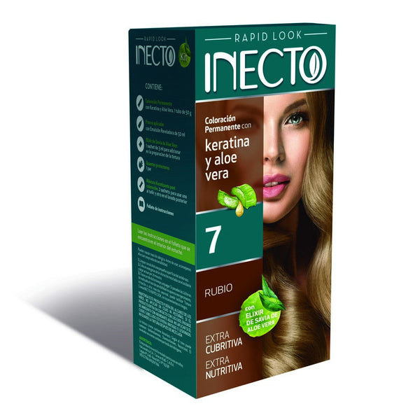 Inecto Hair Coloring Kit with Keratin & Aloe Vera Number 7 Blonde - 1 Kit