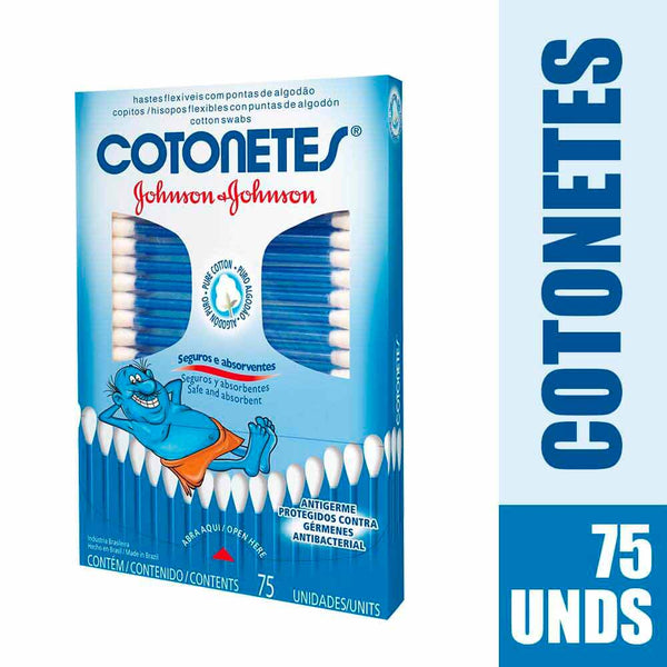 Johnson's Cotonets Box (75 Units): Unbreakable Design with Pure Cotton Construction and Antigerm Agent