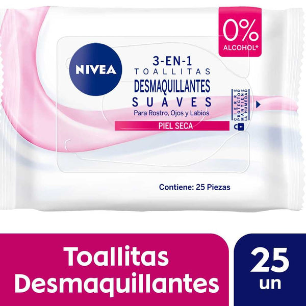 Nivea Soft Makeup Remover Wipes (25 Units Ea.): 3-in-1 with Almond Oil, Hydra IQ, 100% Biodegradable, Removes Waterproof Mask