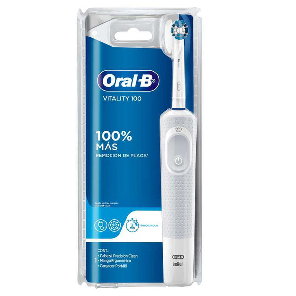 Oral B Rechargeable Electric Brush Vitality 100 - Features 2-Min Timer, Pressure Sensor, Rechargeable Battery & More