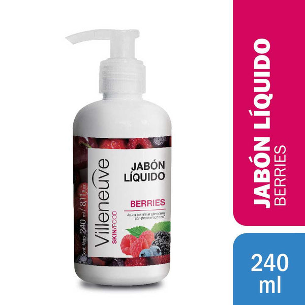 Villeneuve Berry Liquid Soap - 240ml / 8.11fl Oz - Natural, Paraben-Free, Cruelty-Free & Vegan-Friendly